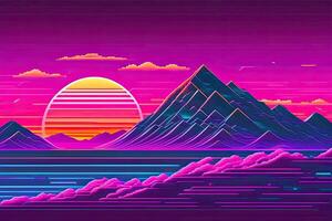 violet retrowave abstrait Contexte conception génératif ai photo