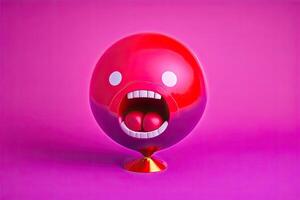 rouge et violet ballon avec en colère visage génératif ai photo