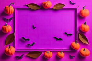 Haut vue de Halloween décorations Contexte avec copie espace génératif ai conception photo