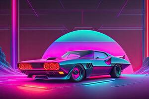 Nouveau retrowave violet néon Contexte conception art génératif ai photo