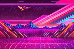 Nouveau retrowave violet néon Contexte conception art génératif ai photo