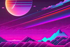 Nouveau retrowave violet néon Contexte conception art génératif ai photo