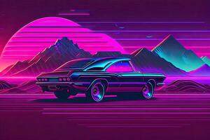 Nouveau retrowave violet néon Contexte conception art génératif ai photo