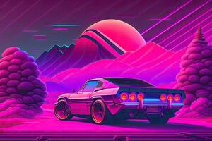 Nouveau retrowave violet néon Contexte conception art génératif ai photo