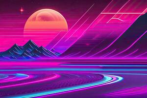 Nouveau retrowave violet néon Contexte conception art génératif ai photo