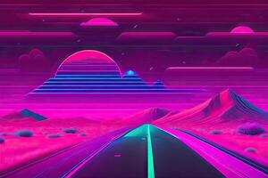 Nouveau retrowave violet néon Contexte conception art génératif ai photo