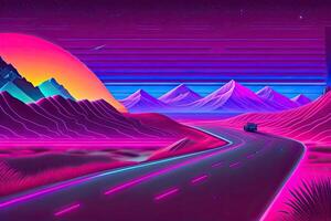 Nouveau retrowave violet néon Contexte conception art génératif ai photo