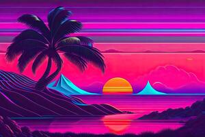 Nouveau retrowave violet néon Contexte conception art génératif ai photo