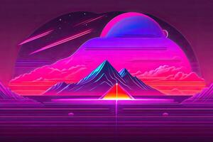 Nouveau retrowave violet néon Contexte conception art génératif ai photo