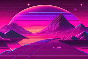 Nouveau retrowave violet néon Contexte conception art génératif ai photo