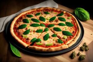 cannabis rond Pizza avec fromage photo