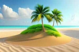 noix de coco paume arbre sur sablonneux plage génératif ai photo