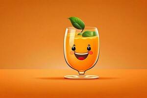 joyeux Orange jus verre génératif ai photo