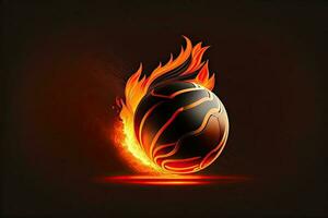 chaud basketball dans flamme génératif ai photo