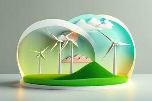 vent turbine vert énergie génératif ai photo