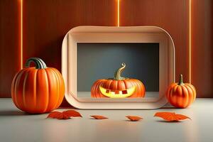 Halloween Cadre Contexte avec citrouille photo