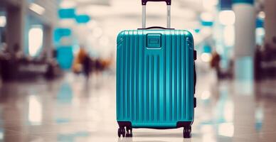 bleu valise, aéroport bagage - ai généré image photo