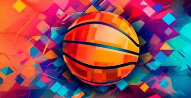 abstrait basketball panoramique arrière-plan, Orange basketball - ai généré image photo