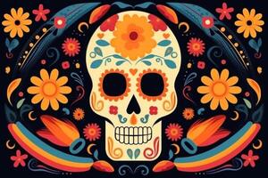 journée de le mort, dia de los muertos vacances affiche. illustration ai génératif photo