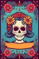 journée de le mort, dia de los muertos vacances affiche. illustration ai génératif photo