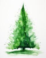 vert aquarelle Noël arbre. illustration ai génératif photo