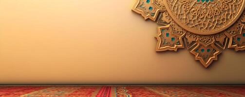 d'or bonjour Ramadan islamique Contexte avec modèle mandala. ai généré photo