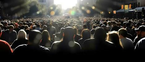 foule dans le ville. concept de monde population journée. ai généré photo