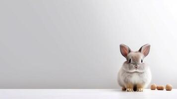 mignonne peu lapin séance sur le sol - génératif ai photo