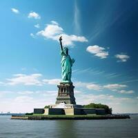 statue de liberté dans Nouveau york ville, Etats-Unis. le statue est le symbole de le uni États. photo