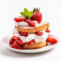 délicieux fraise shortcake isolé sur blanc arrière-plan, génératif ai photo