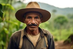 agriculteur sur arabica café plantation , ai génératif photo