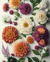 floral modèle avec différent les types de magnifique fleurs photo