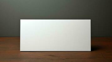 maquette de une blanc Vide affiche sur une en bois tableau. génératif ai. photo