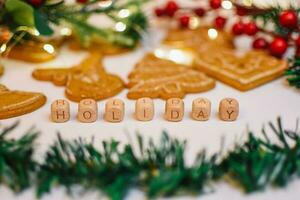 Noël vacances Contexte. Noël biscuits photo