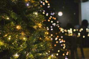 Noël lumière bokehs. Noël arbre et vacances photo