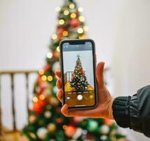 Noël lumière bokehs. Noël arbre et vacances photo