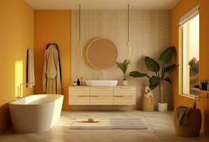 lavabo et salle de bains dans blanc moderne style avec génératif ai photo