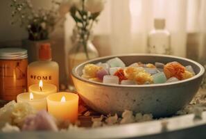 lavabo dans le spa pièce avec génératif ai photo