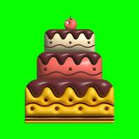 3d gâteau les atouts conception avec écran vert Contexte photo
