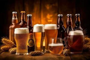 boisson lager pinte verre mousse pub de l'alcool Bière or boisson. génératif ai. photo