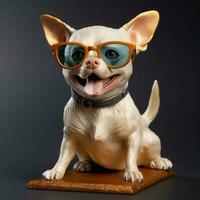chien chihuahua des lunettes Jaune portrait animal de compagnie chiot mignonne isolé Contexte animal. génératif ai. photo