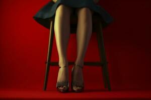 modèle femme magnifique concept pied jambe chaussure coloré rouge bleu mode. génératif ai. photo