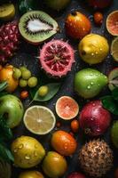 la nature en bonne santé vert fruit fraise laissez tomber l'eau vitamine Contexte Frais aliments. génératif ai. photo