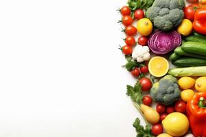 isolé en bonne santé tomate vert salade nourriture Contexte blanc légume fruit végétarien. génératif ai. photo