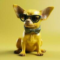 Jaune chien des lunettes chiot Contexte portrait animal animal de compagnie mignonne chihuahua canin. génératif ai. photo