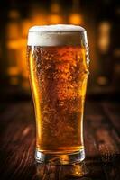 de l'alcool Bière boisson pub verre or pinte mousse lager boisson. génératif ai. photo