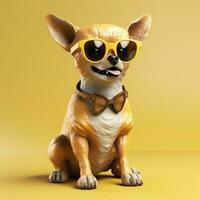 mignonne chien animal Jaune adorable chiot Contexte des lunettes chihuahua animal de compagnie portrait. génératif ai. photo