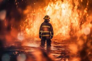 pompier Feu combattant sécurité urgence fumée porter secours uniforme équipement sapeur pompier. génératif ai. photo