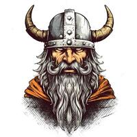 viking illustration ancien style. ai généré photo