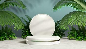blanc podium avec Naturel concept pour produit Photos génératif ai